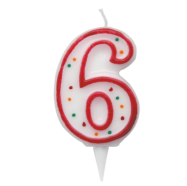 BIG PARTY - CC06036 - Candelina Zuccherino - numero 6 - H 8.5 cm - Big party