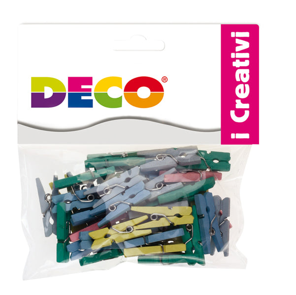 DECO - 12024 - Mollettine mini - in legno - colori pastello - 25 mm - Deco - conf. 45 pezzi