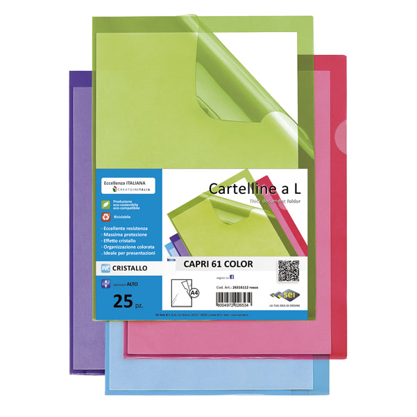 SEI ROTA - 26316118 - Cartelline a L - 21 x 29,7 cm - lilla - Sei Rota - conf. 25 pezzi