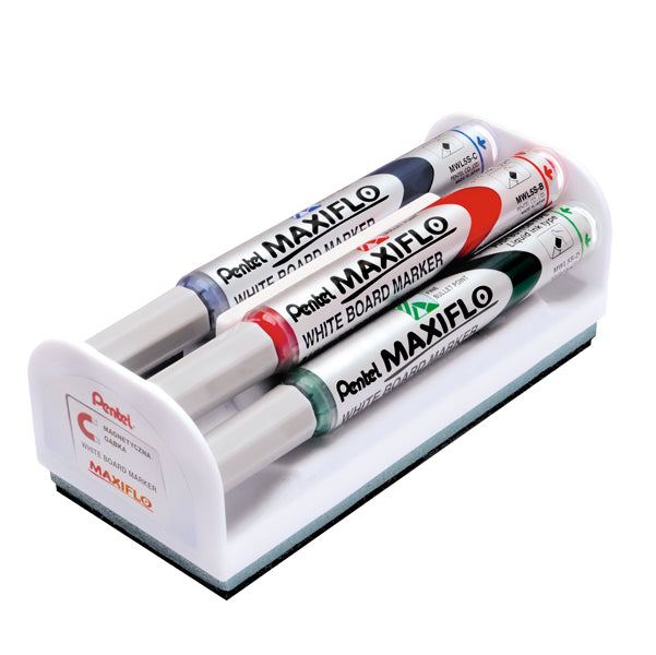 PENTEL - MWL5S-4N - Marcatori Maxiflo + cancellino - punta conica 4 mm - colori assortiti - Pentel - set 4 + 1 pezzi