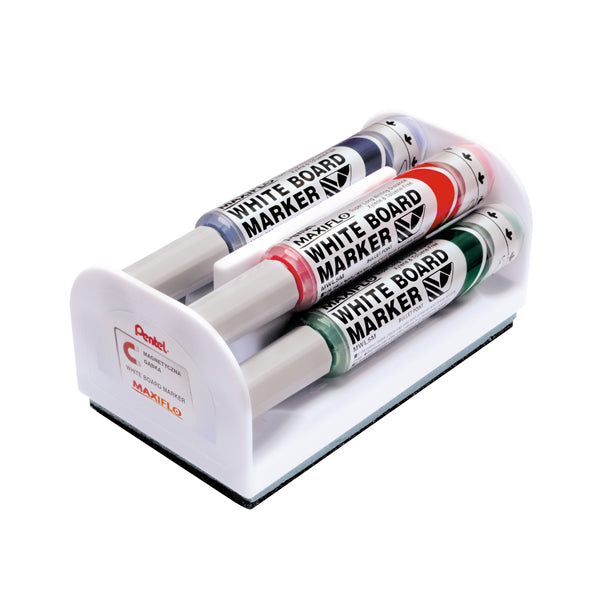 PENTEL - MWL5M-4N - Marcatori Maxiflo con cancellino - punta conica 6 mm - colori assortiti - Pentel - set 4 + 1 pezzi