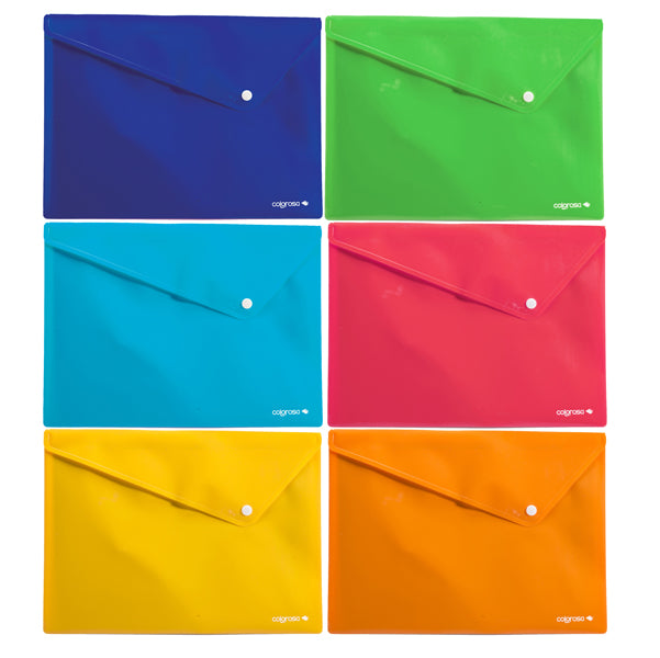 RI.PLAST - 361908 - Buste Colorosa con bottone - in PPL - 33 x 24,5 cm - colori assortiti - Ri.Plast - conf. 6 pezzi