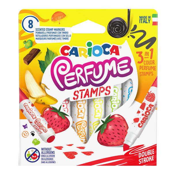 CARIOCA - 42988 - Pennarelli Perfume Stamps - punta doppia 7,0 mm - colori assortiti - Carioca - astuccio 8 pezzi