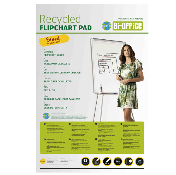 BI-OFFICE - FL0325003 - Blocchi per lavagna Earth - 65 x 98 cm - 20 fg - bianco - Bi-Office