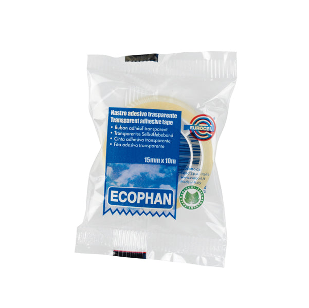 EUROCEL - 001416147 - Nastro adesivo Ecophan - in caramella - 1,5 cm x 10 m - trasparente - Eurocel