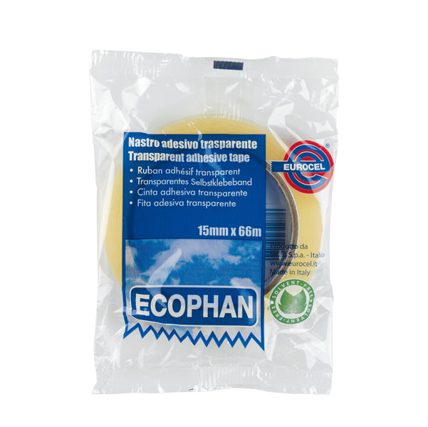 EUROCEL - 001417210 - Nastro adesivo Ecophan - in caramella - 1,9 cm x 66 m - trasparente - Eurocel