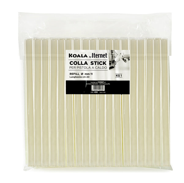 ITERNET - 4230 - Colla termofusibile- in stick - lunghezza 20 cm - diametro 1,1 cm - Koala - sacchetto da 1 kg