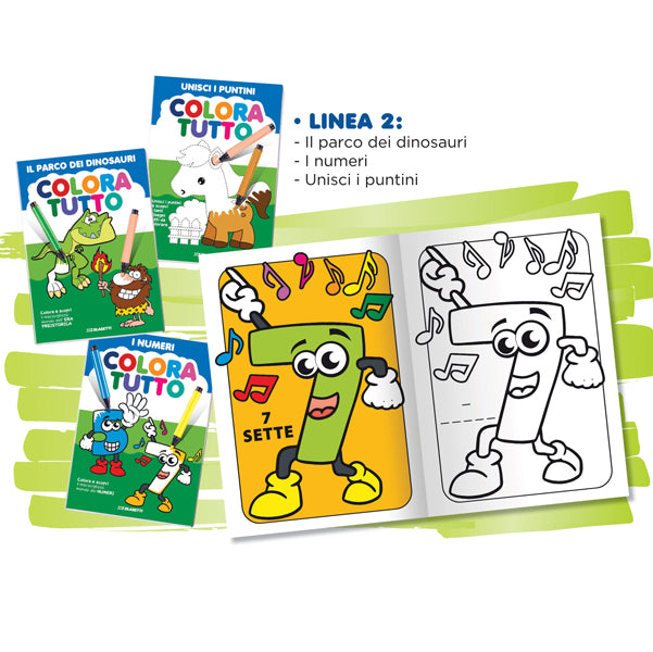 BLASETTI - 6243 - ALBUM DA COLORARE 24 FACCIATE TEMA DINOSAURI E NUMERI BLASETTI