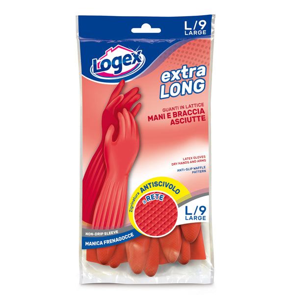 LOGEX PROFESSIONAL - 3549LXL - Guanti in lattice Extralong - taglia L - rosso - Logex Professional