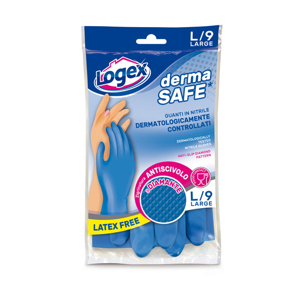 LOGEX PROFESSIONAL - 1254LXL - Guanti in nitrile Dermasafe - taglia L - blu - Logex Professional