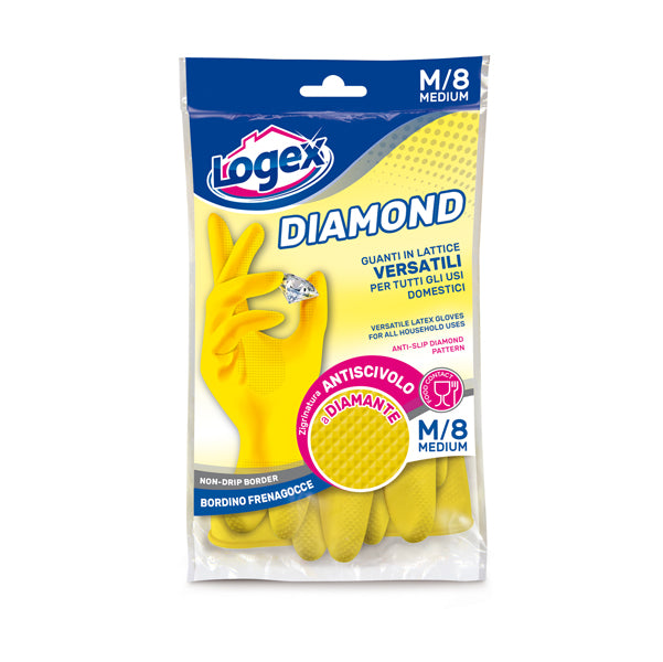 LOGEX PROFESSIONAL - 1253LXM - Guanti in lattice Diamond - taglia M - giallo - Logex Professional