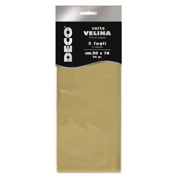 DECO - 12295-02 - Carta velina - 20 gr - 50 x 76 cm - oro perlescente - Deco - busta 5 fogli