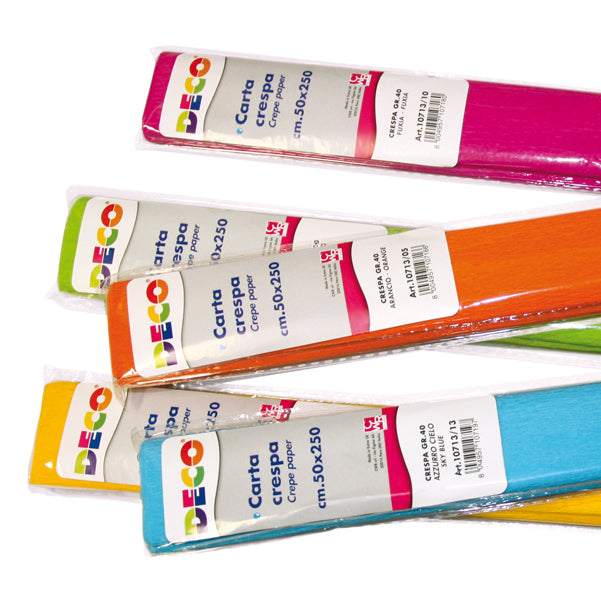 DECO - 10712 - Rotoli carta crespa - 250 x 50 cm - 40 gr - colori freddi - Deco - conf. 6 pezzi