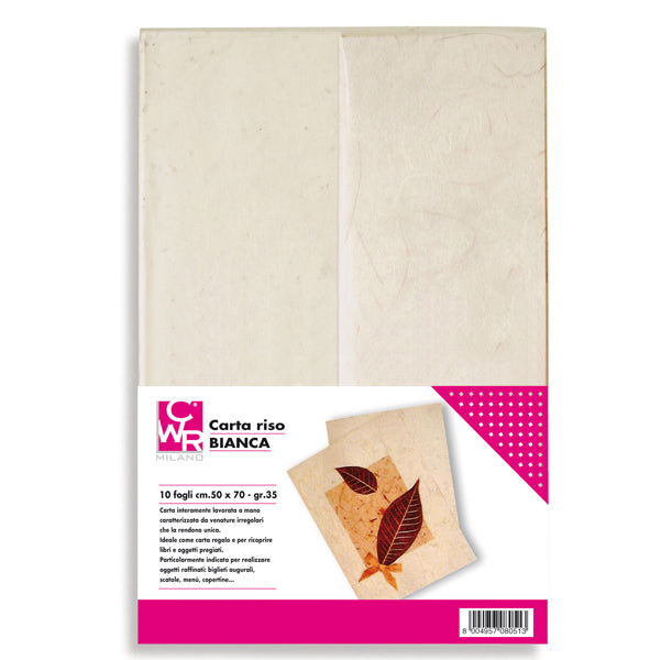 CWR - 08051 - Carta riso - 50 x 70 cm - 25 g - bianco - CWR - conf. 10 fogli