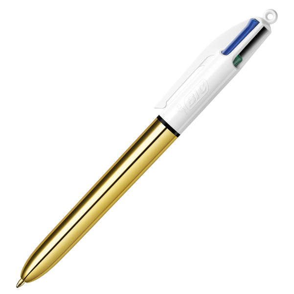 BIC - 982878 - Penna sfera scatto multifunzione 4 Colors Shine - punta 1,0 mm - fusto oro - Bic - conf. 12 pezzi