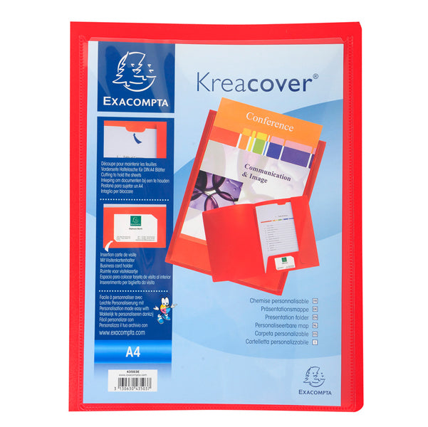 EXACOMPTA - 43503E - Cartella di presentazione Kreacover - in PP - 2 alette - rosso - A4 - Exacompta