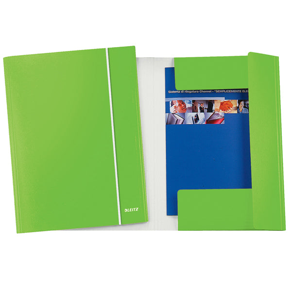 LEITZ - 39830054 - Cartella con elastico WOW - cartoncino plastificato - 3 lembi - 25x35 cm - verde lime - Leitz