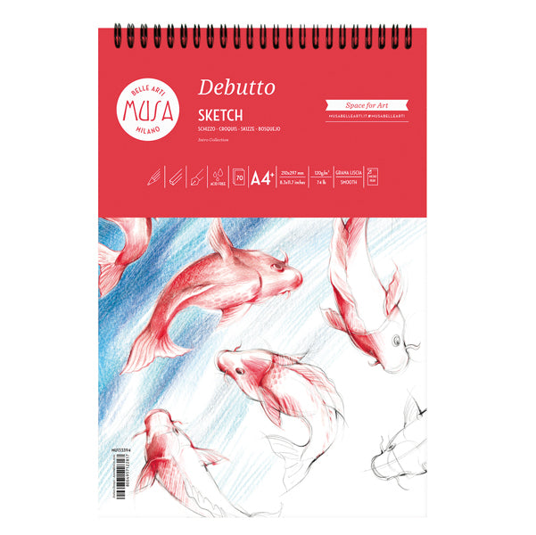 MUSA - MU133394 - Blocco schizzi Debutto - A4 - 21 x 29,7 cm - 120 gr - 70 fogli - bianco - CWR