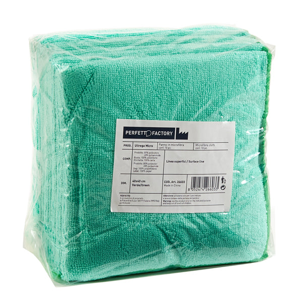 PERFETTO - 26603 - Panni microfibra Ultrega - 40 x 40 cm - verde - Perfetto - pack 10 pezzi