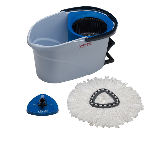 VILEDA - 152910 - Kit completo UltraSpin Mini di pulizia - secchio con strizzatore ruotante + telaio + mop microfibra - Vileda