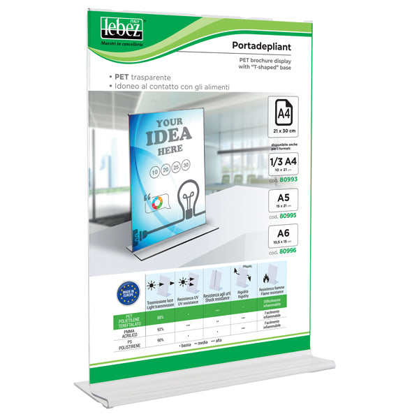 LEBEZ - 80994 - Portadepliant con base a T - A4 - 21 x 30 cm - Lebez