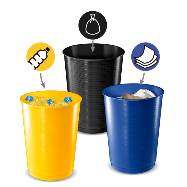 CEP - 1013331451 - Cestino raccolta differenziata - 40 L - giallo-blu-nero - Cep - set 3 pezzi