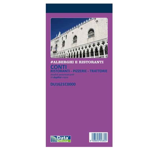 DATA UFFICIO - DU1621C0000 - Blocco conti ristoranti-pizzerie-trattorie - 50 copie - 21,5 x 10 cm - DU1621C0000 - Data Ufficio