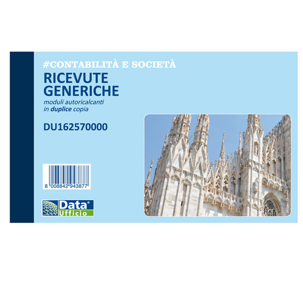 DATA UFFICIO - DU162570000 - Blocco ricevute generiche - 50-50 copie autoricalcanti - 10 x 16,8 cm - DU162570000 - Data Ufficio