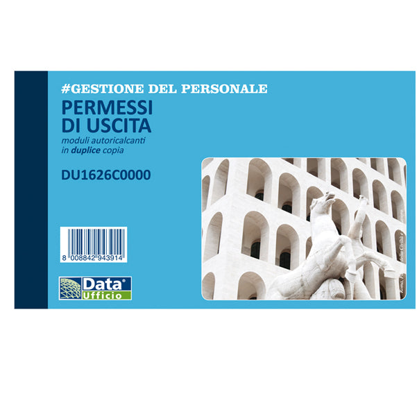 DATA UFFICIO - DU1626C0000 - Blocco permessi di uscita - 50-50 copie autoricalcanti - 10 x 16,8 cm - DU1626C0000 - Data Ufficio