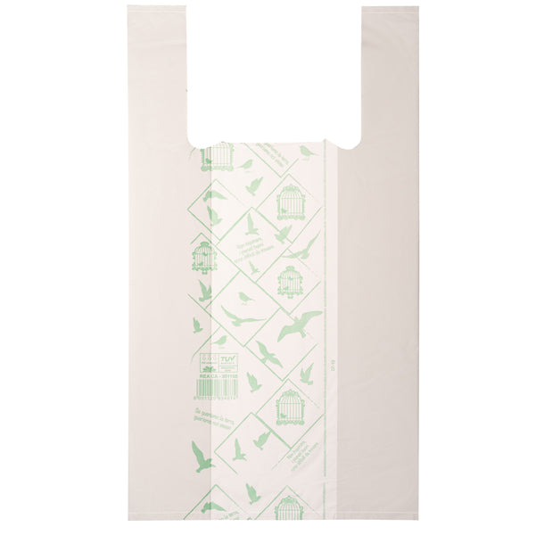 No Brand - G1D008S - Shoppers Midi - 28 x 50 cm - mater-bi - bianco - scatola 500 pezzi