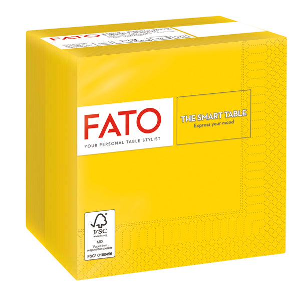 FATO - 82221003 - Tovagliolo - carta - 24 x 24 cm - 2 veli - giallo - Fato - conf. 100 pezzi