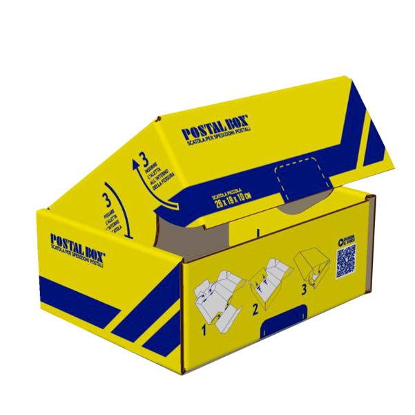 BLASETTI - 0421 - Scatola spedizioni Postal Box - S - 26 x 19 x 10 cm - giallo-blu - Blasetti