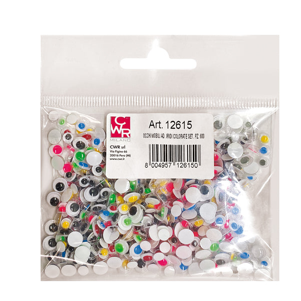 DECO - 12615 - Occhi con iridi in movimento - diametro 5-7 mm - colori assortiti - DECO - conf. 600 pezzi