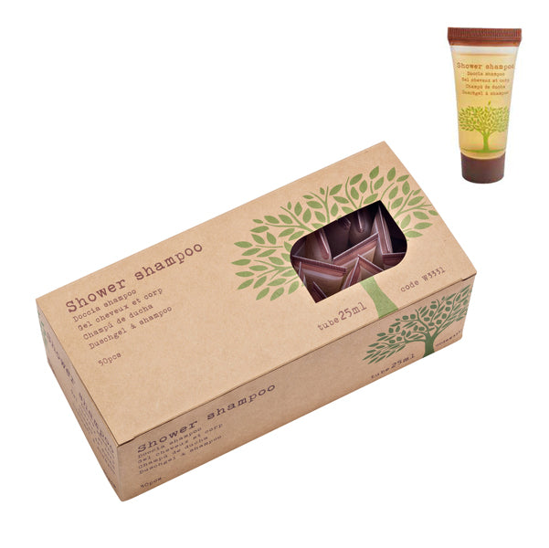 Leone - W3331 - Tubetti doccia shampoo linea Cortesia Natura - 25 ml - Leone - conf. 50 pezzi