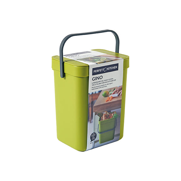 PERFETTO - 29100 - Pattumiera Gino - per rifiuti organici - 5 L - verde - Perfetto