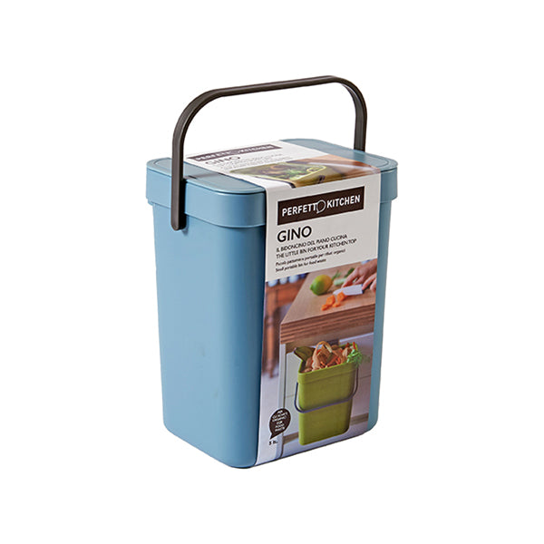 PERFETTO - 29101 - Pattumiera Gino - per rifiuti organici - 5 L - azzurro - Perfetto