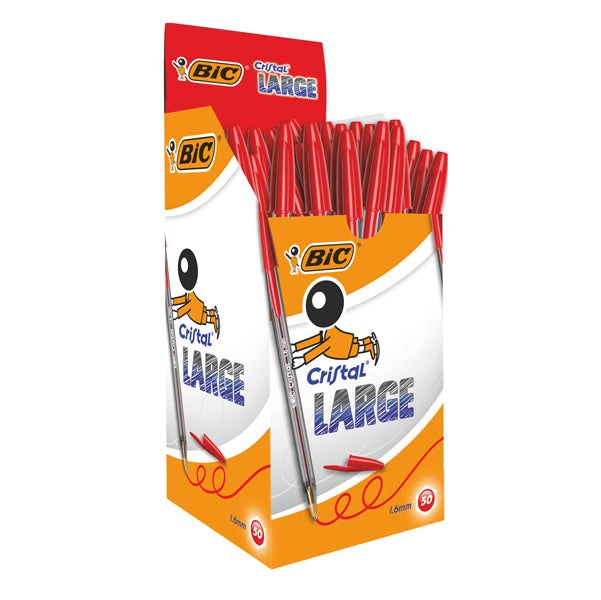 BIC - 951625 - Penna sfera Cristal Large - punta 1,6 mm - rosso - Bic - conf. 50 pezzi