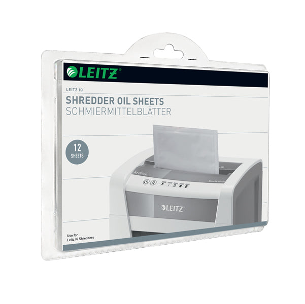 LEITZ - 80070000 - Fogli lubrificati per distruggidocumenti Leitz IQ - Leitz - scatola 12 pezzi