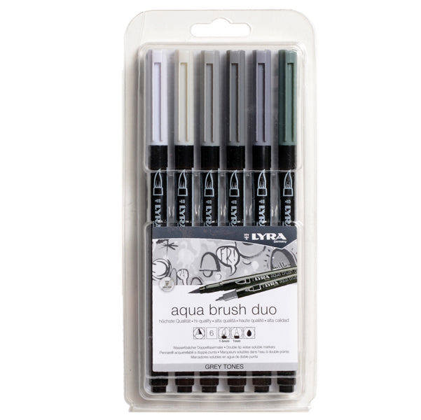 LYRA - L6521063 - Pennarello Aqua Brush Duo - scala di grigio - Lyra - conf. 6 pezzi