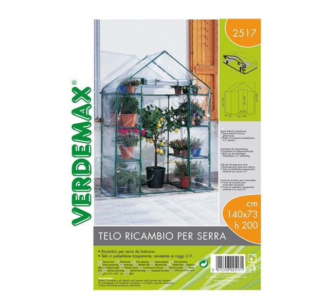 Verdemax - 2517 - Telo di ricambio - per serra Ibicus a 8 ripiani - trasparente - Verdemax