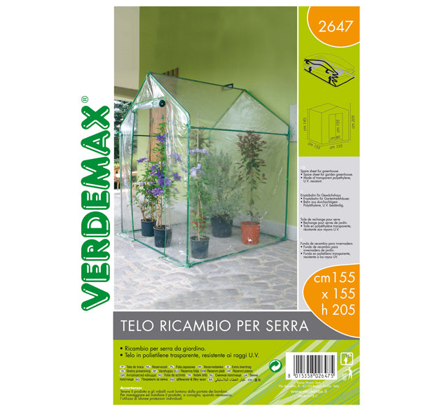 Verdemax - 2647 - Telo di ricambio - per serra a casetta Clematis - trasparente - Verdemax