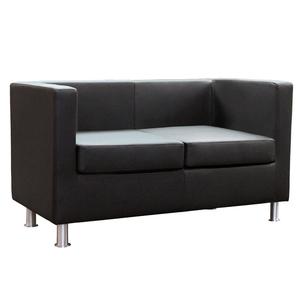 Unisit - PR2-KN - Divanetto Pragma PR2 - 2 posti - con braccioli inclusi - similpelle - nero - Unisit
