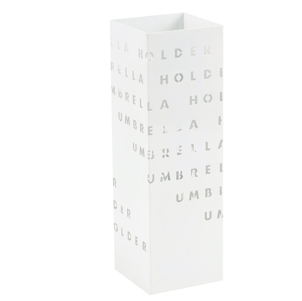 King Collection - P1817290 - Portaombrelli - 15,5 x 15,5 x 49 cm - metallo verniciato - fantasia lettere - bianco - King collection
