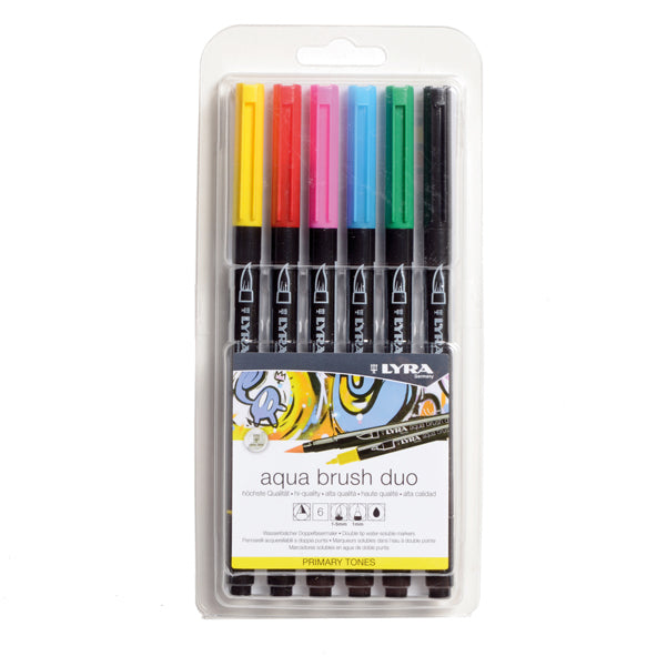 LYRA - L6521060 - Pennarello Aqua Brush Duo - colori primari - Lyra - conf. 6 pezzi