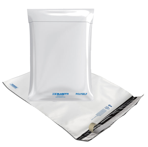 BLASETTI - 0923 - Sacchetto Polyself - per corrieri - C4 - 27 x 35 cm - PE - bianco-grigio - Blasetti - conf. 100 pezzi