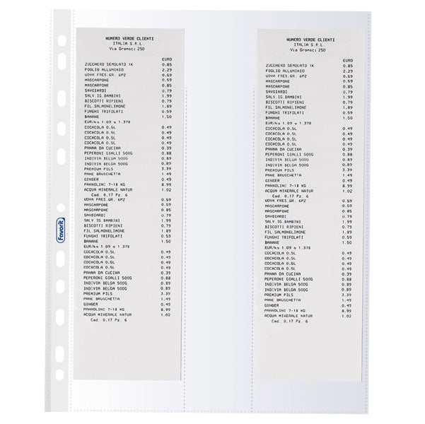 FAVORIT - 400141970 - Buste forate - per 4 scontrini fiscali - 25,2 x 30,7 cm - Favorit - conf. 10 pezzi