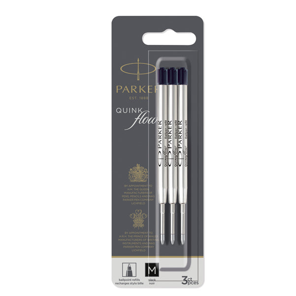 PARKER - 2119151 - Refill sfera Quinkflow - punta media - nero - Parker - blister 3 pezzi