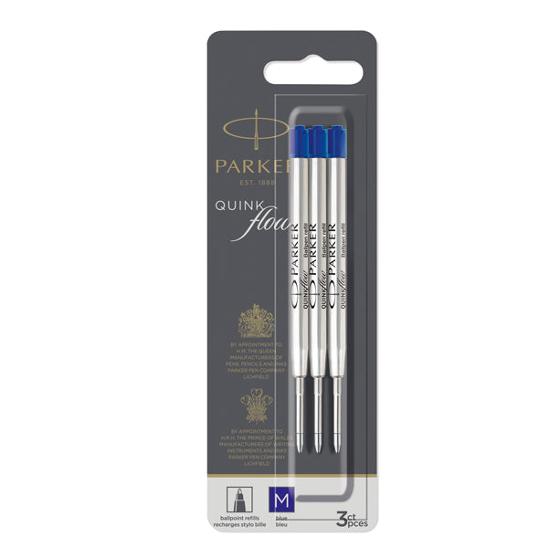 PARKER - 2119152 - Refill sfera Quinkflow - punta media - blu - Parker - blister 3 pezzi