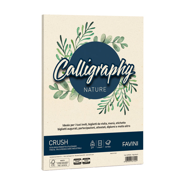 FAVINI - A69Q344 - Carta Calligraphy Nature Crush - A4 - 200 gr - alga - Favini - conf. 50 fogli