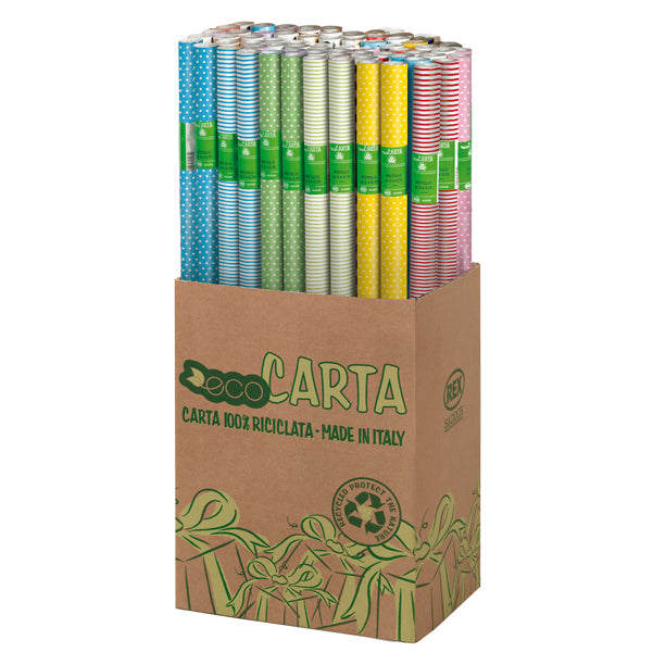 REX SADOCH - EC3J1G01 - Rotolo carta regalo - 2 m x 70 cm - fantasie righe e pois - Rex Sadoch - espositore 50 pezzi
